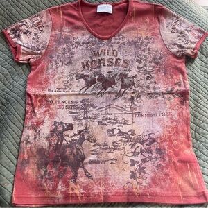 Vintage Cactus Bay Wild Horses Western All Over Print Women’s Size M